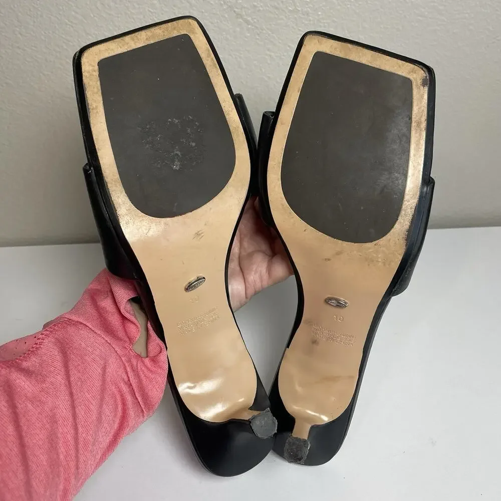 Tony Bianco Black Square Toe Mule Heels